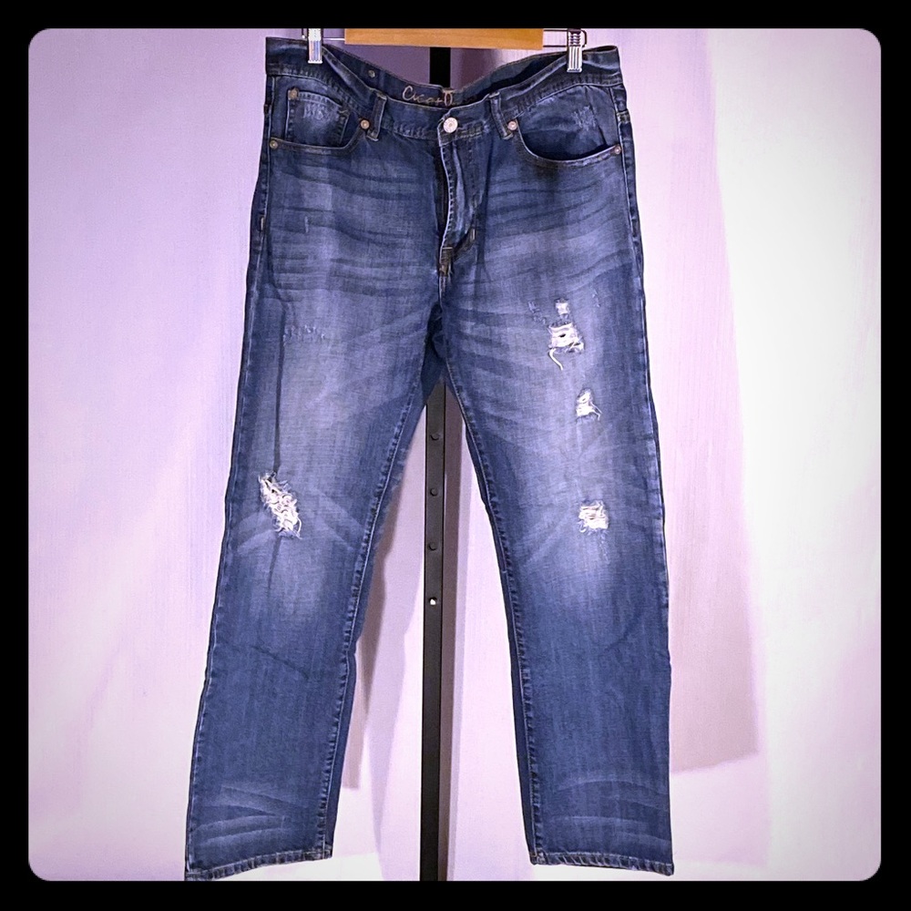 Men's, faded, distressed, CHIP & PEPPER, bluejeans